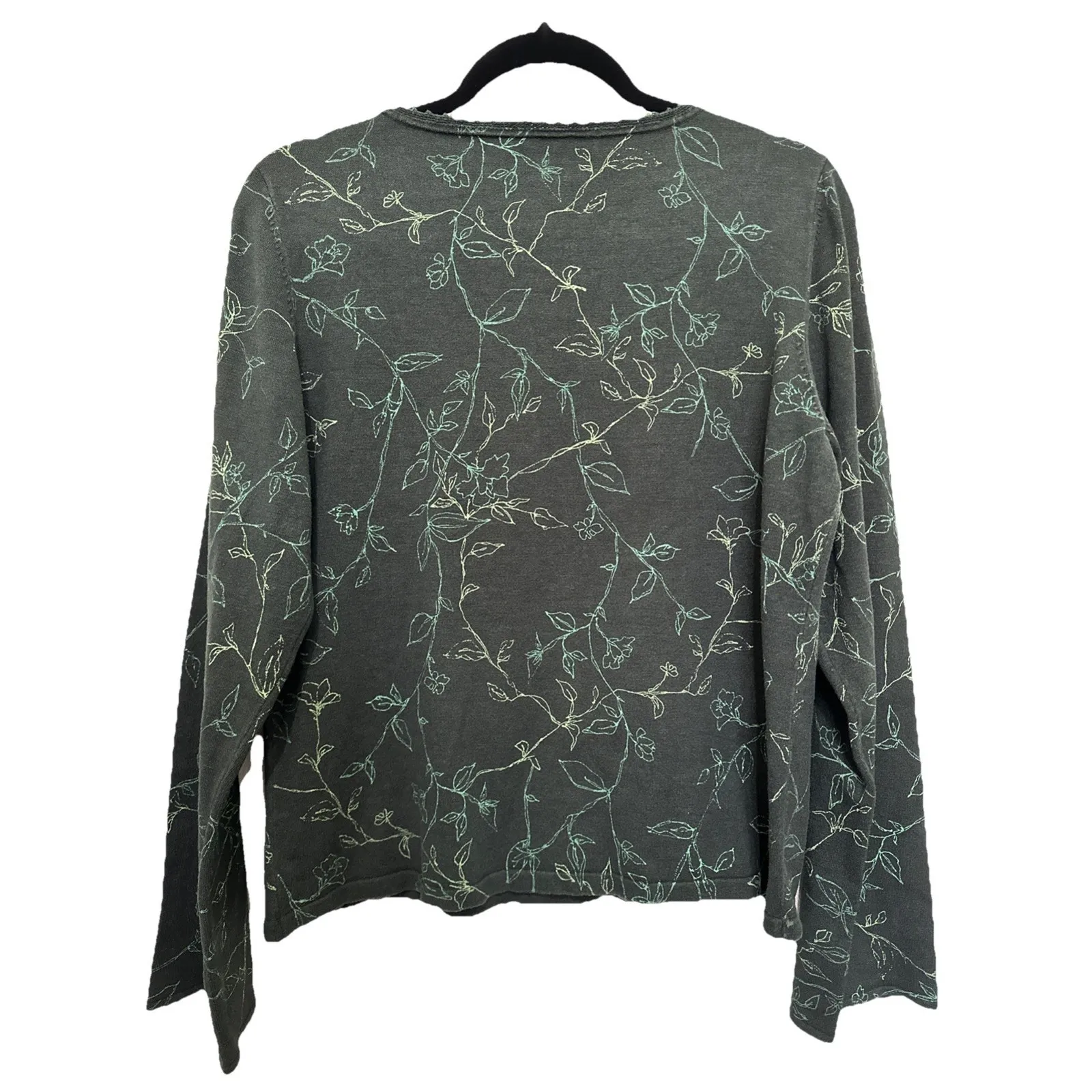 Judith Hart Silk Blend Coastal Print Cardigan Size L Autumn seasonal sweaters Green Size L - Image 3