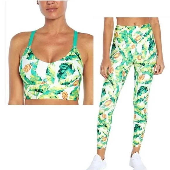 Wildfox Palm Leaf Green Yellow Set Bra Leggings - Image 2