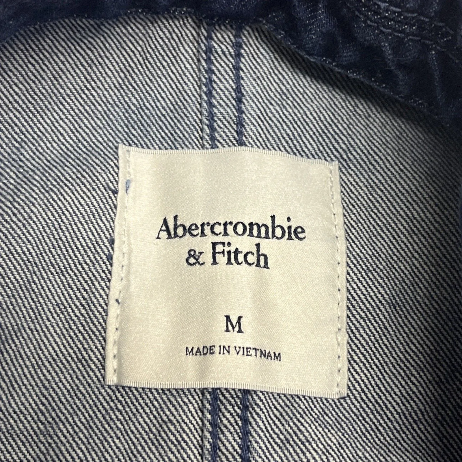 Abercrombie & Fitch Dark Wash Boxy Long Sleeve Jean Blazer Jacket Button Medium - Image 13