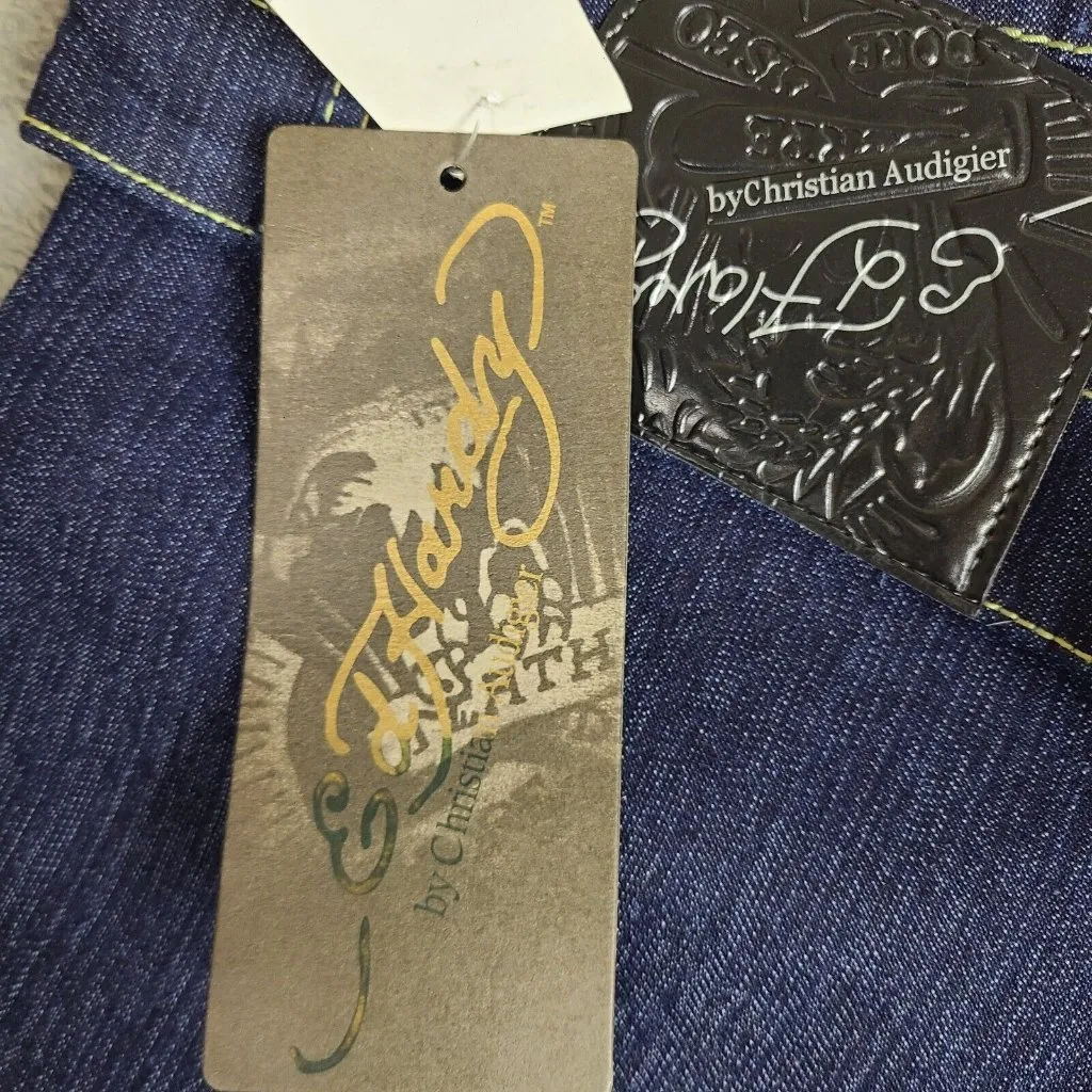 Ed‎ Hardy by Christian Audigier Embroidered Jeans Love Kills Slowly Size 13/14 - Image 6