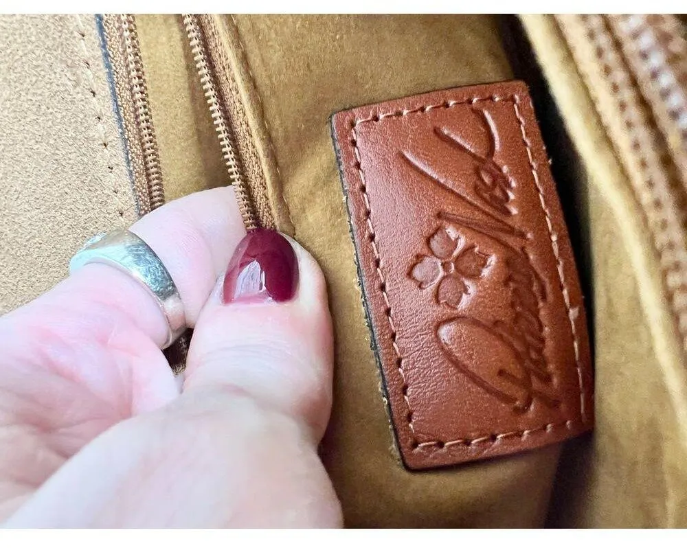 Patricia Nash Floral Print Leather Satchel Purse Crossbody Bag Winter Bloom Blue - Image 12