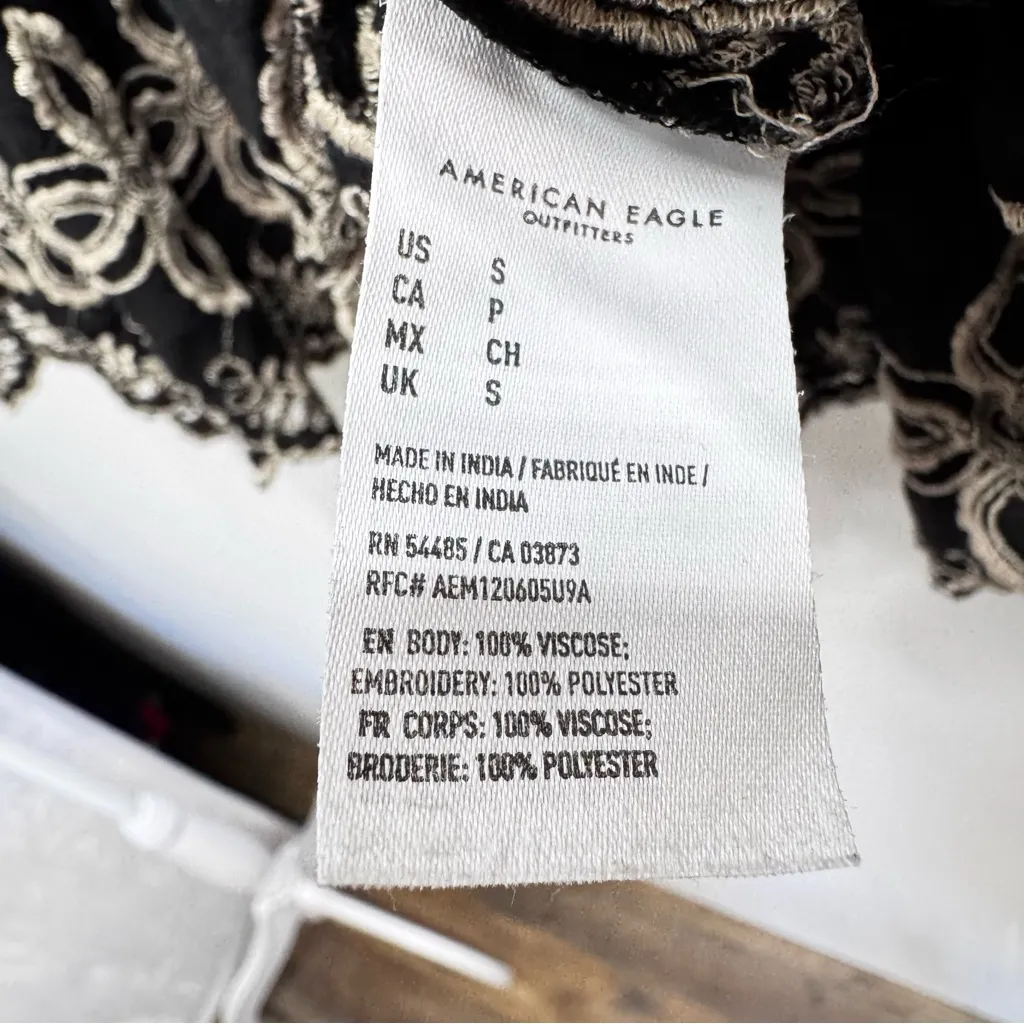 American Eagle Outfitters AEO Black Beige Eyelet Babydoll Tank Top Y2K Vibe Boho - Image 10