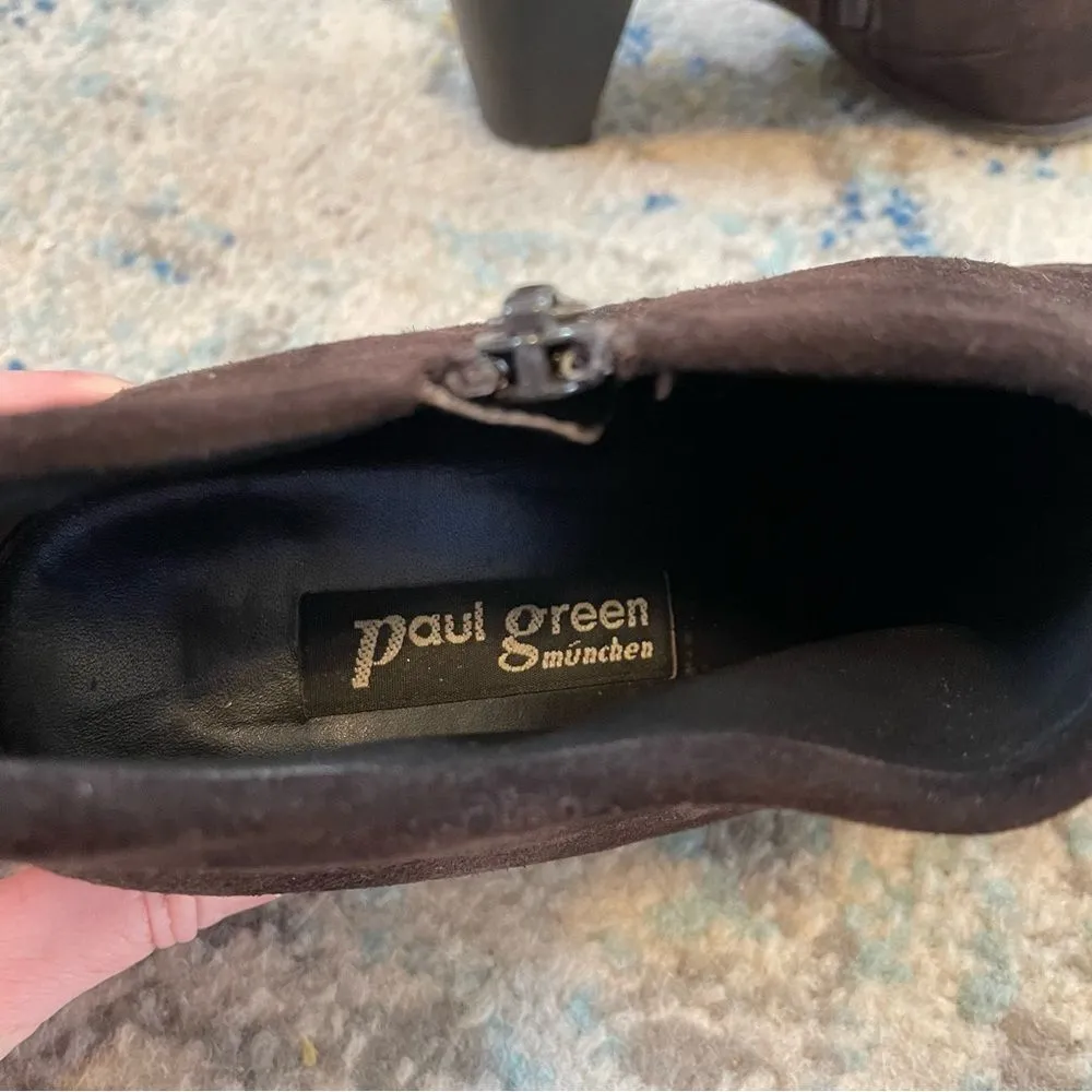 PAUL GREEN Ankle Booties Boots Suede Leather Brown Pointed Zip-Up - Image 10