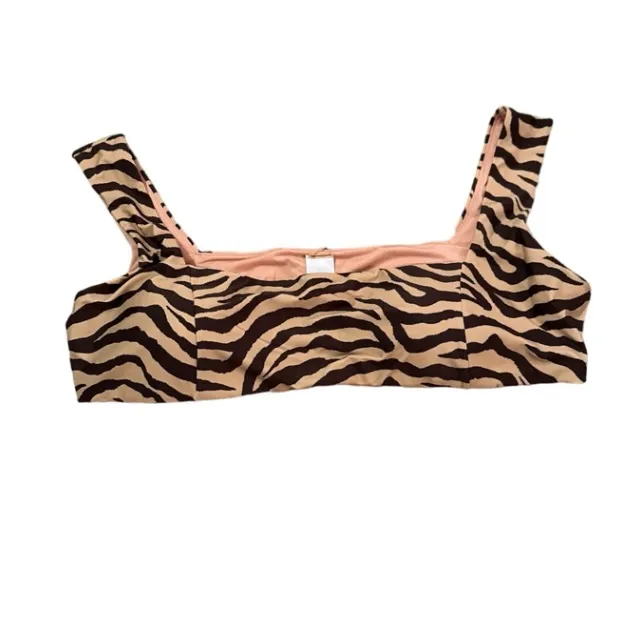 J. Crew Squareneck Bikini Swim Top‎ in Zebra Stripe Cream & Black Sz 3X Plus NEW - Image 3
