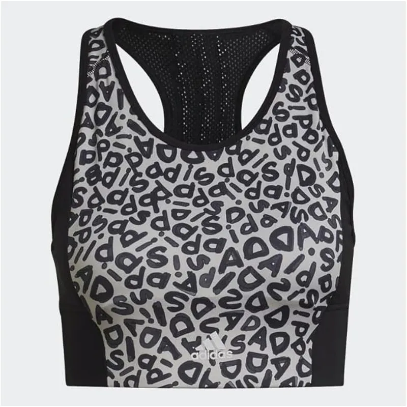 Adidas Farm Rio Aeroready Crop Top Sports Bra Graffiti Logo Print 3-Stripes XS - Image 4