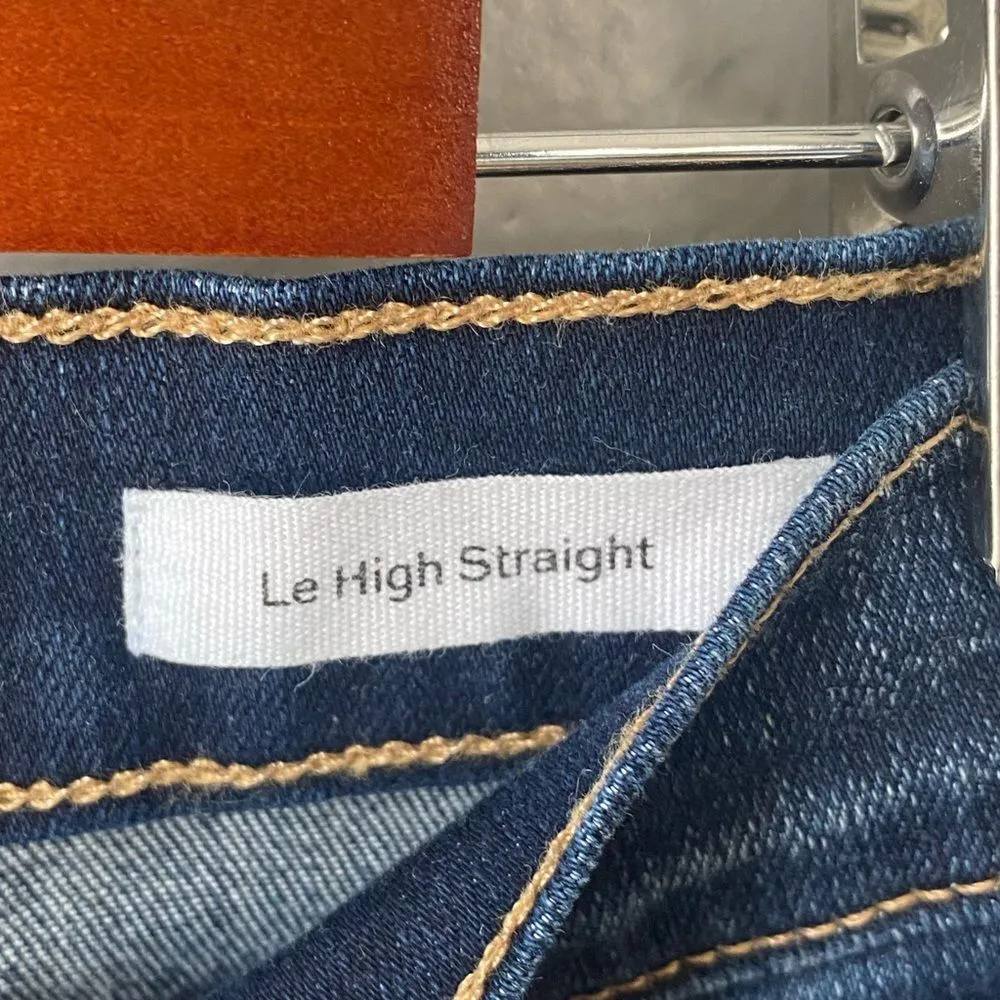 Frame Denim Le High Straight Fringe Hem Jeans in Pine Knoll Dark Wash - Image 9