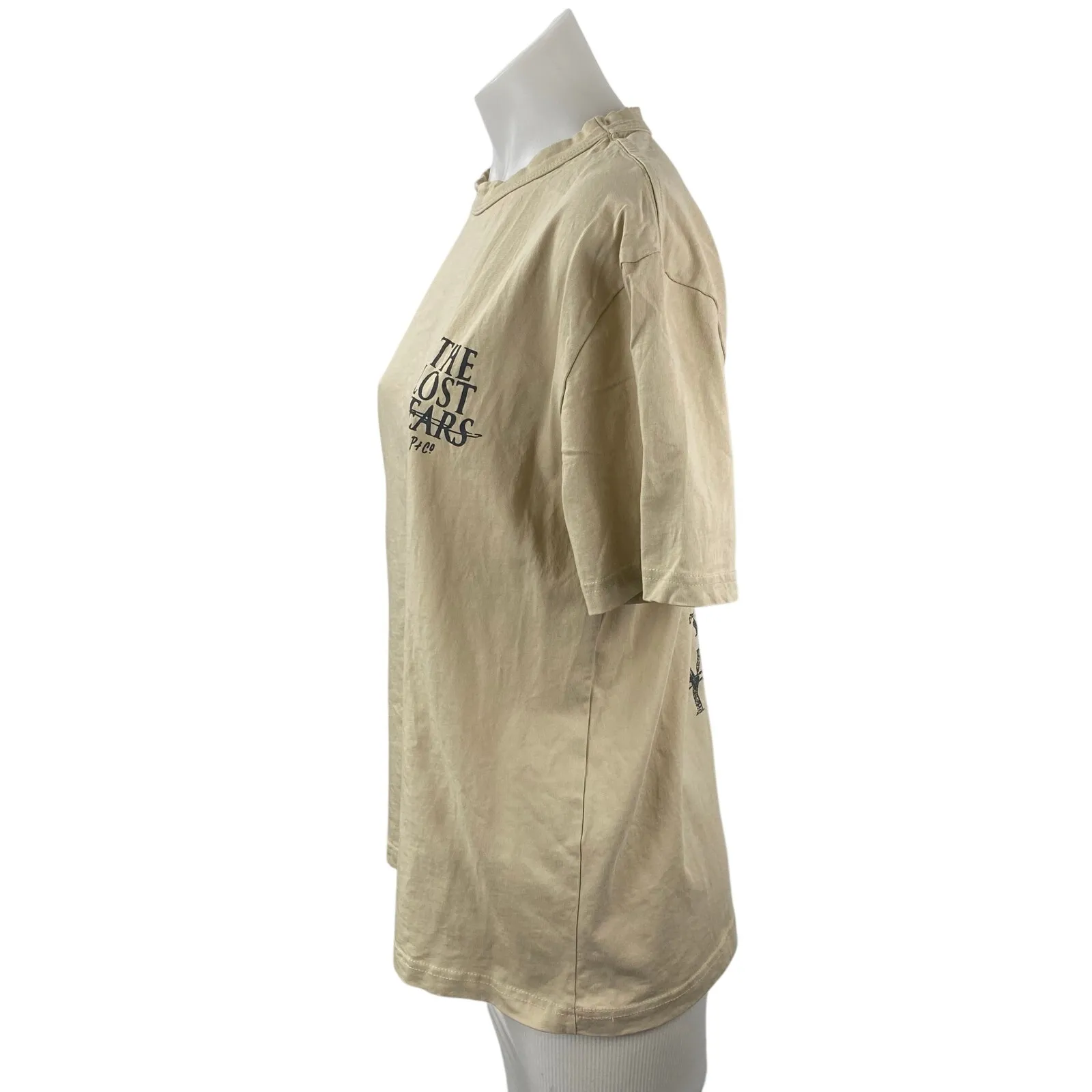 P&Co Women's Beige The Lost Years Floral Short Sleeve T Shirt Tee Top Size XS - Image 3