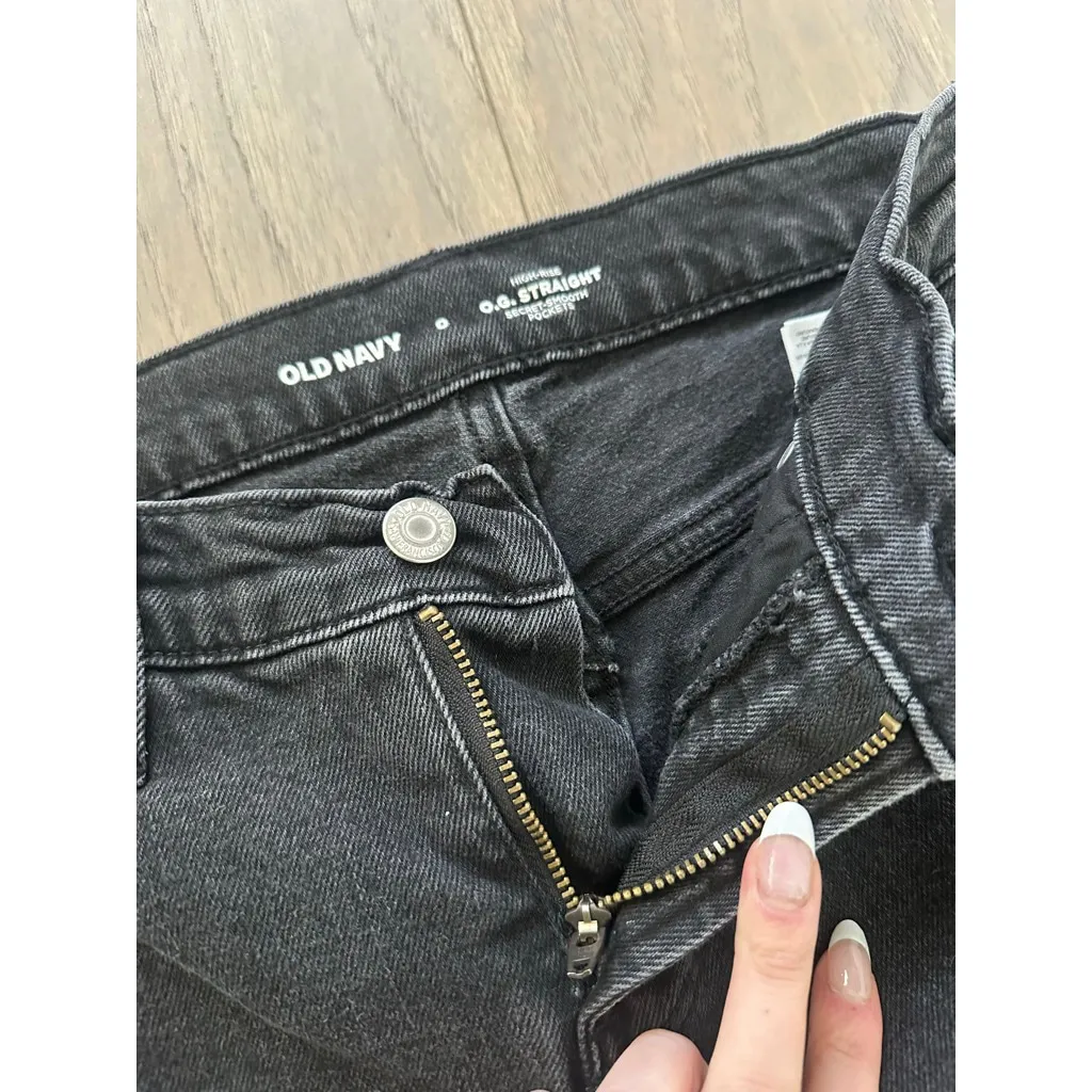 Women's Old Navy High Rise OG Straight Leg Jeans Size 0 Black - Image 3