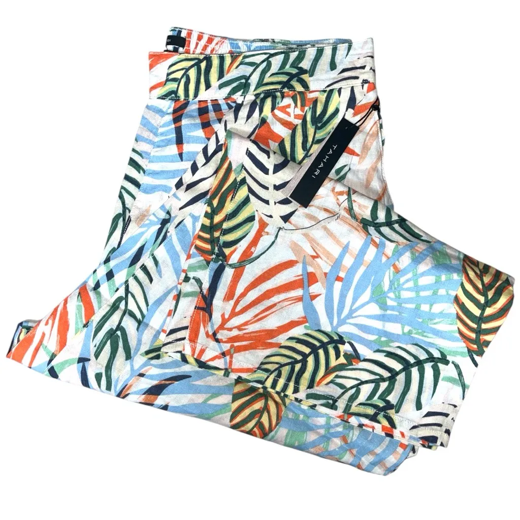 Tahari Flat Front Cropped Linen Pant - Image 3