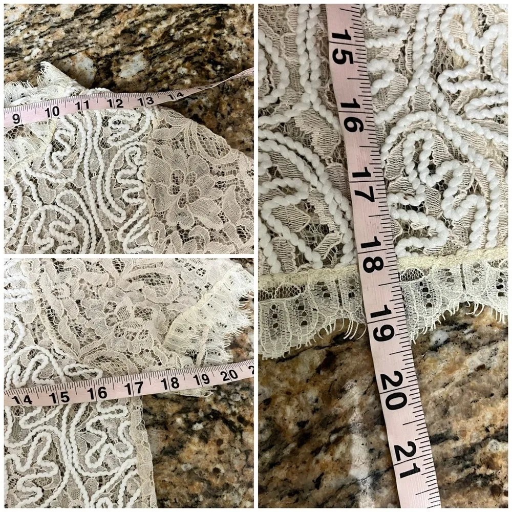 Amanda Ivory Lace Crochet Blouse M Sheer Y2K Retro Cottagecore Coastal vintage Size M - Image 6