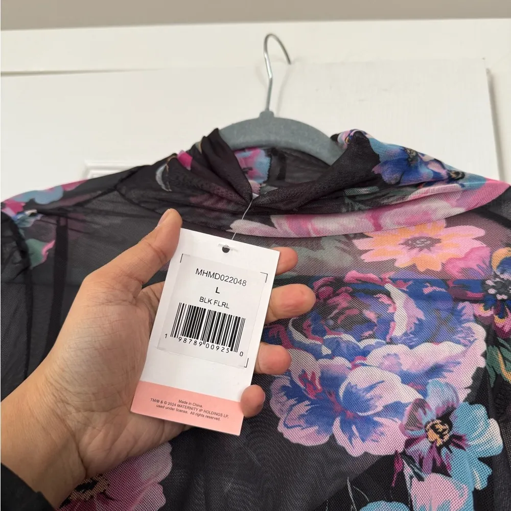 Motherhood Black Floral Mesh Maternity Dress NEW - Image 7