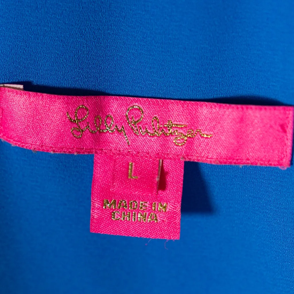 Lilly Pulitzer Dusk Chiffon Racerback Sleeveless tank Top Camisole Bennet Blue L - Image 2