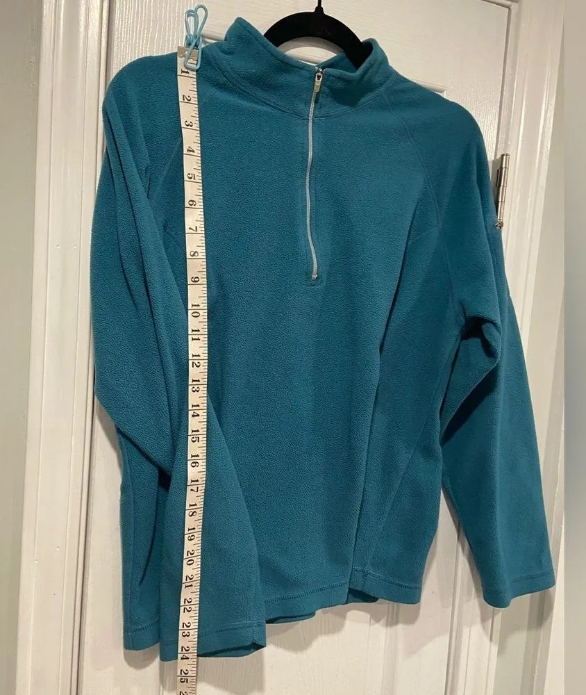 L.L. Bean Teal 1/4 Zip Pullover Long Sleeve Fleece Top Mock Neck Pocket Size L Green Size L - Image 8