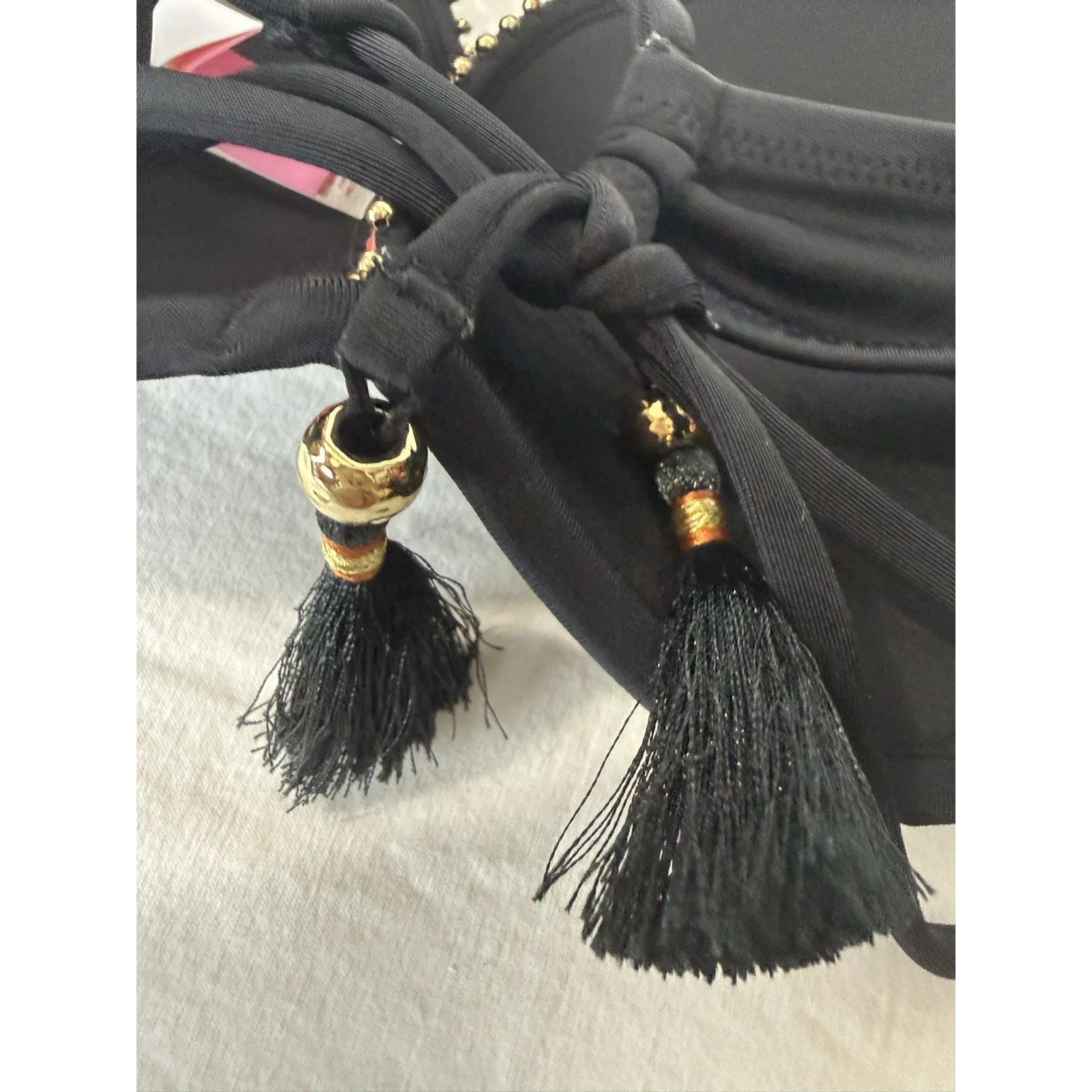 Victorias Secret The Gorgeous Padded Push Up Bikini Top 32D Black Embellished - Image 10