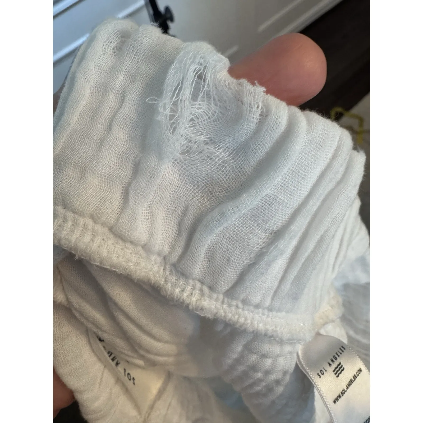 Sol Los Angeles Cotton Crepe Wide Leg Pants White XS - Image 4