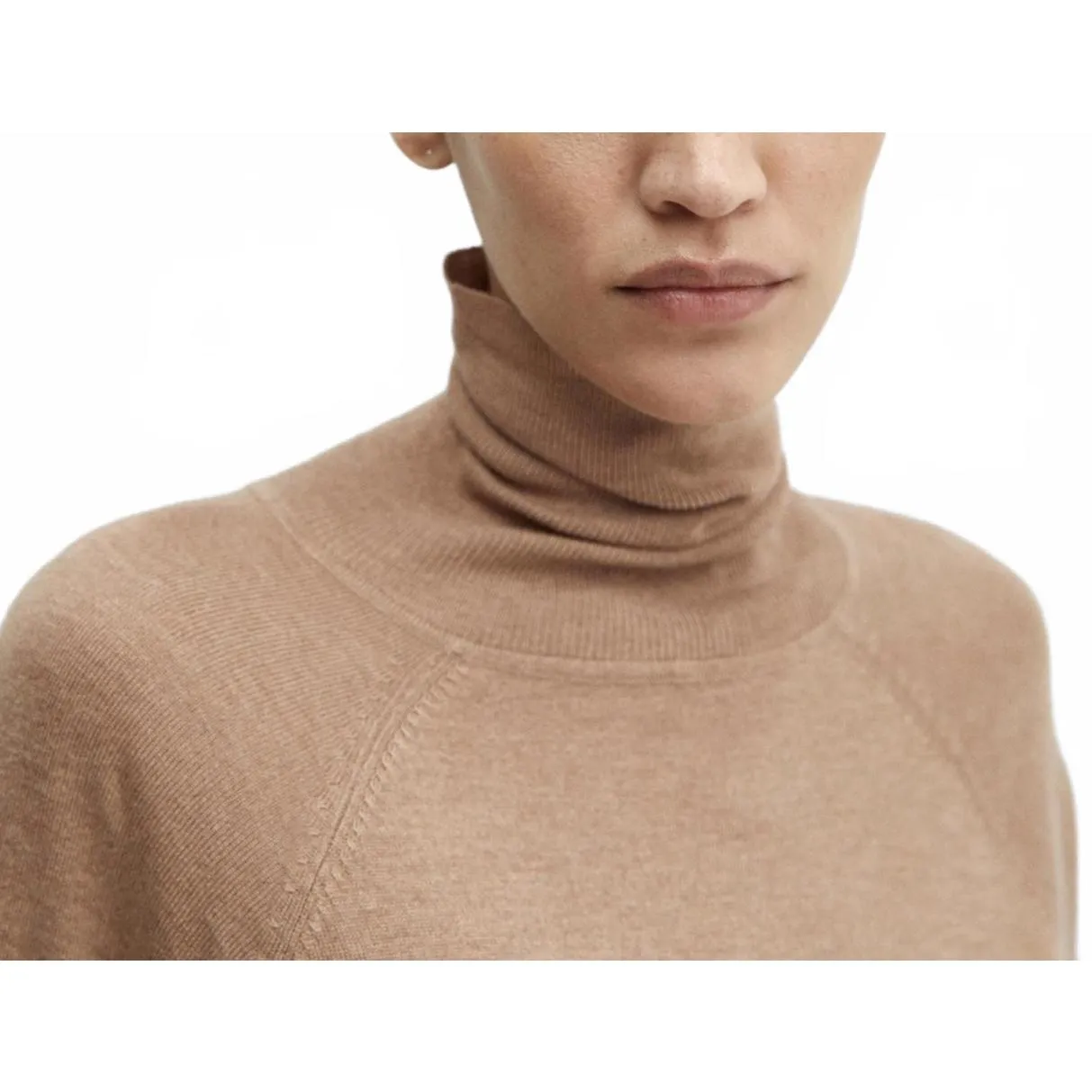 Mango Fine-Knit Turtleneck Sweater Medium Brown NWT XS - Image 5