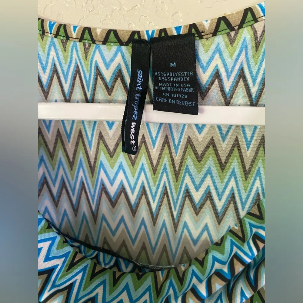 Saint Tropez West Cowl Neck Top Size Medium Geometric Pattern Career Top - Image 2