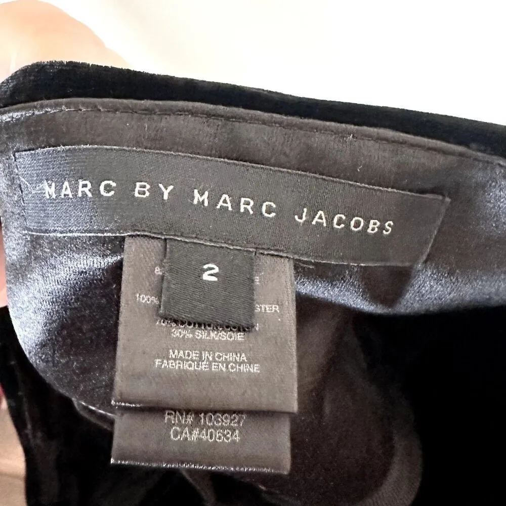 Marc by Marc Jacobs Black Velvet Silk Cocktail Mini Dress - Size 2 - Image 4