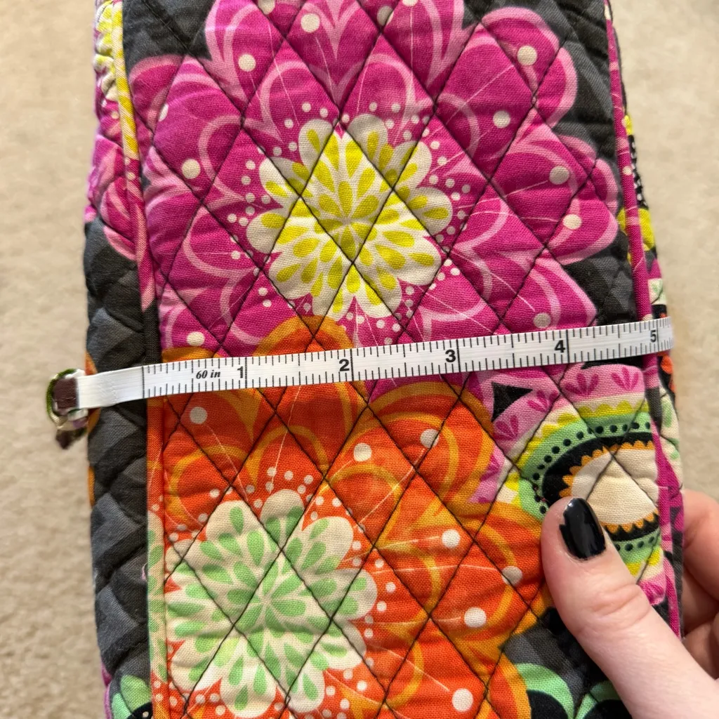 Vera Bradley Pleated Tote, Ziggy Zinnia gray orange pink and mint floral chevron - Image 13