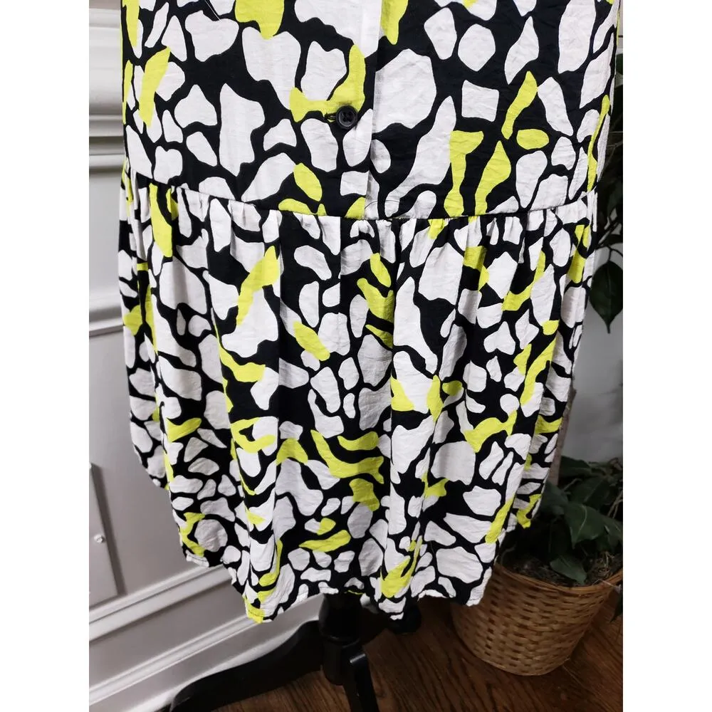 Nine West Dress Women Size XXL Multicolor Rayon Front Ruffle Hem V-Neck - Image 5