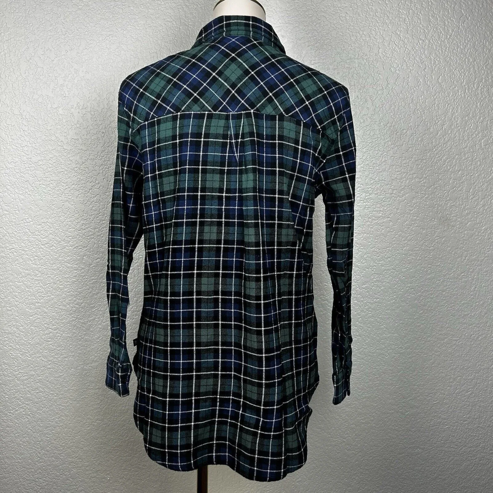 GAP Women's Nixie Plaid Blue Green Relaxed Fit Flannel Button Up Shirt Size S - Image 5