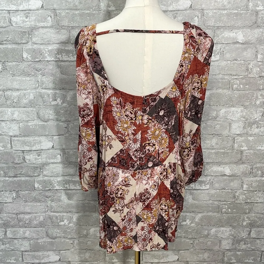 Maurices Crochet Trim Patchwork Babydoll Blouse - Image 4