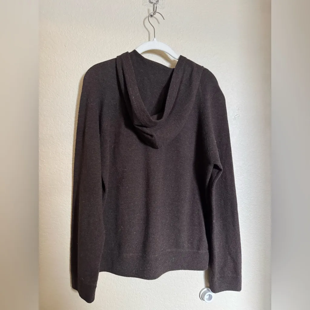 Vintage Ralph Lauren Merino Wool Knit Hoodie Sweater Sz Medium Brown - Image 5