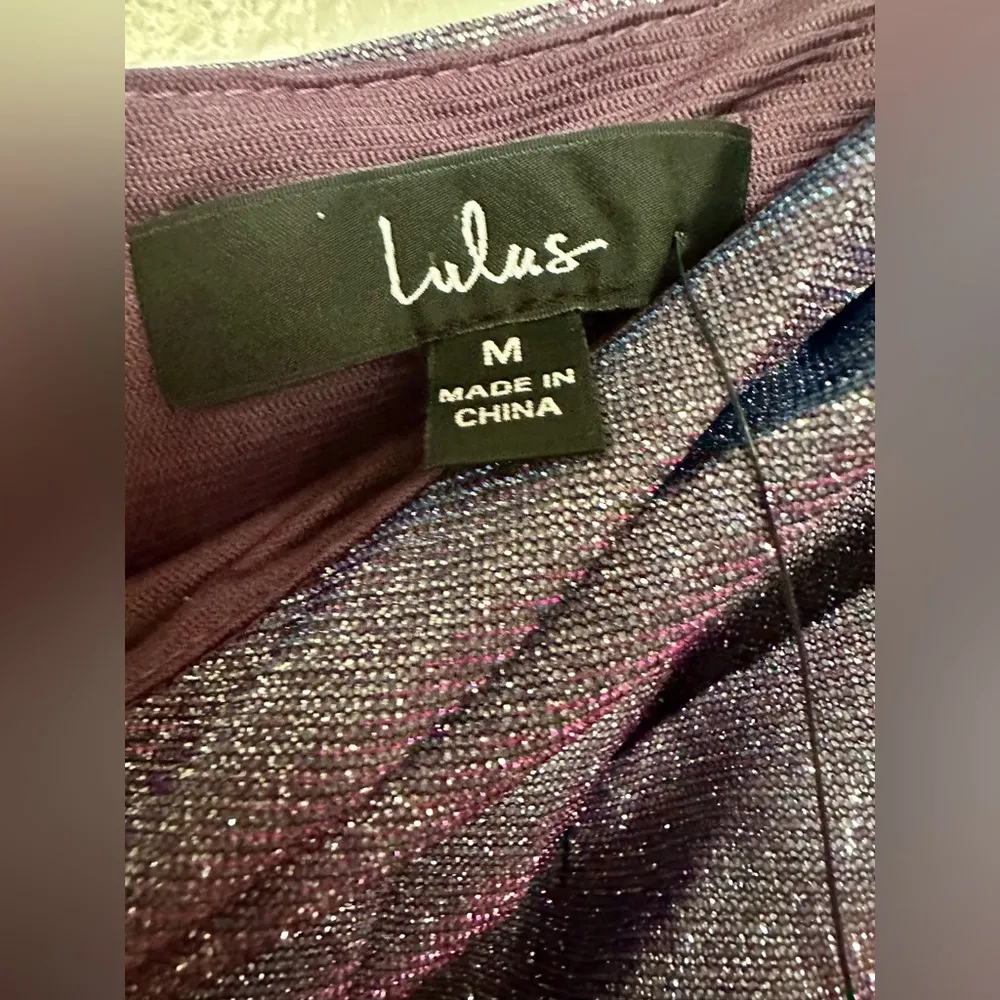 Pencil Skirt Size M Nwt!  Metallic Purple Silver Sparkly Slit In Front - Image 5