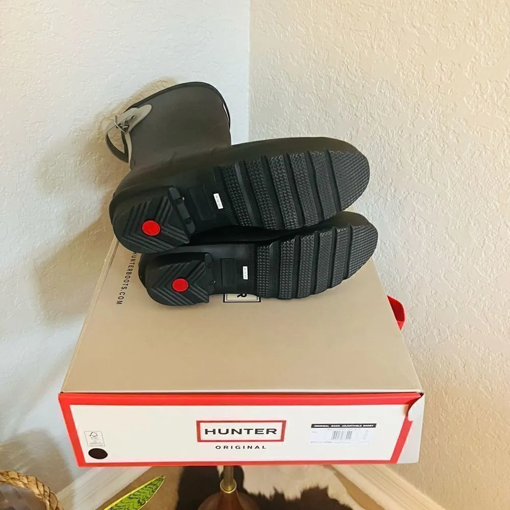 HUNTER Original Short Back Adjustable‎ Rain Boot, BLACK GRAY, Size 9, NWT - Image 11