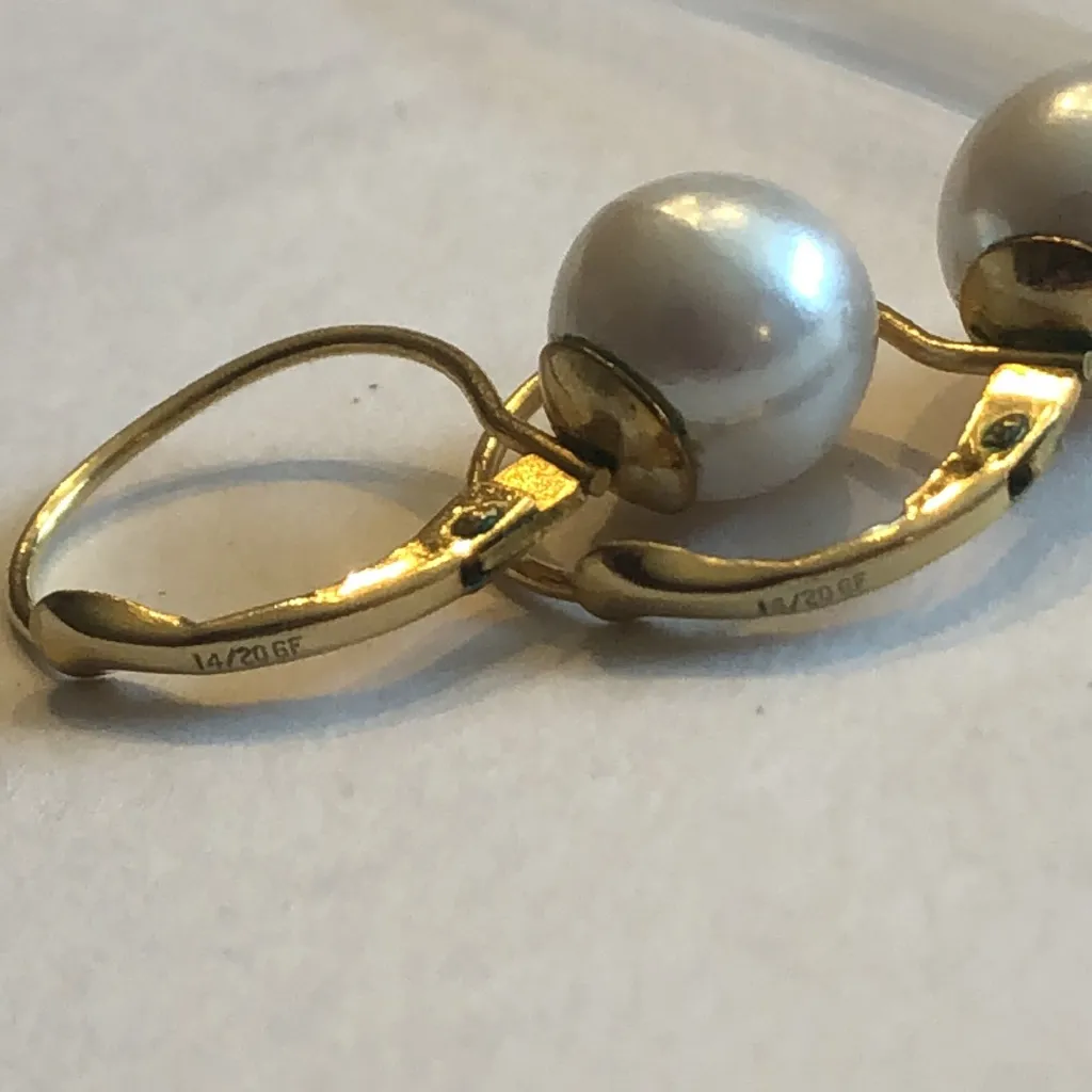 Elegant Gold Filled and White Faux Pearl Earrings - Image 5