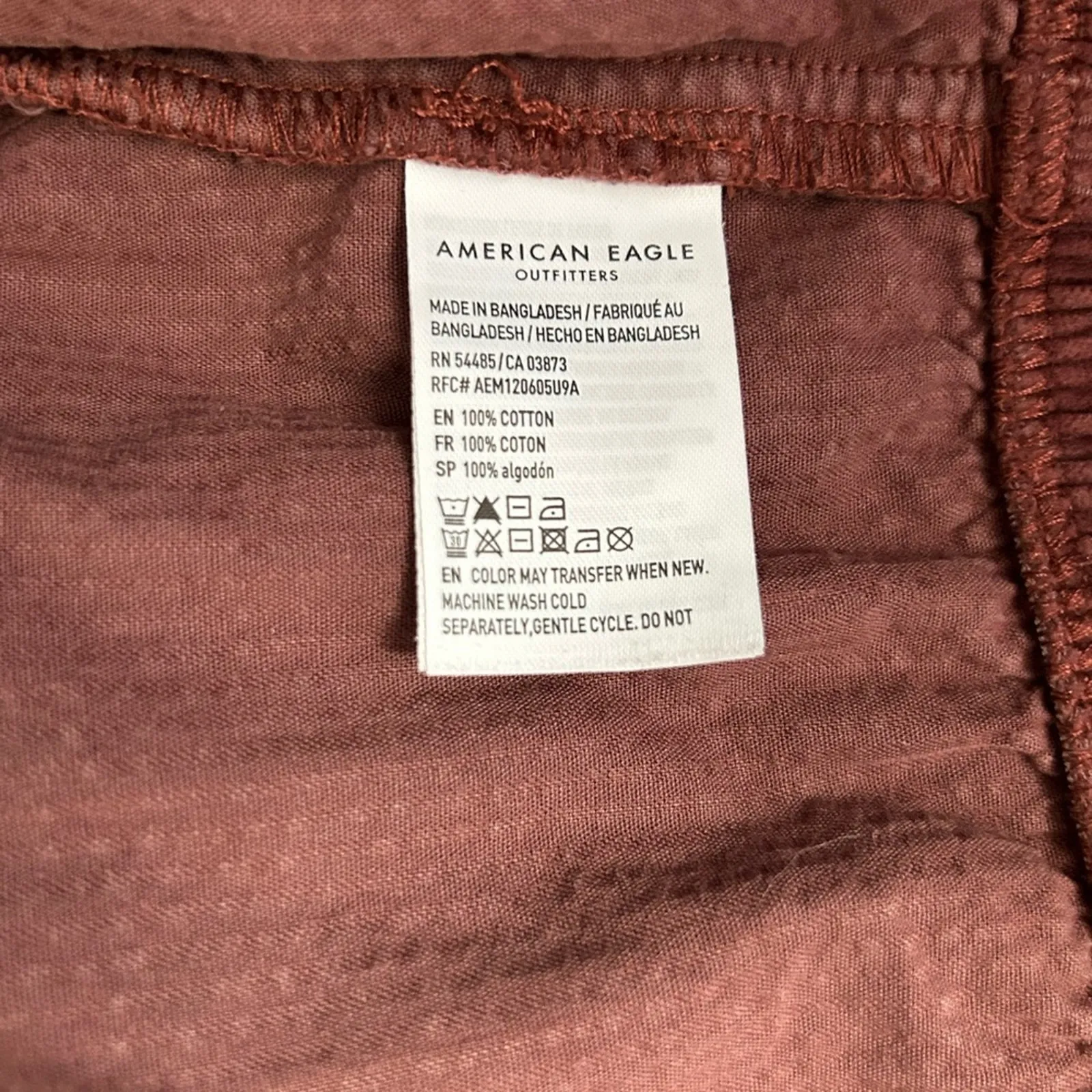American Eagle Corduroy Cropped Bomber Jacket Brown/Rust Size Medium - Image 11