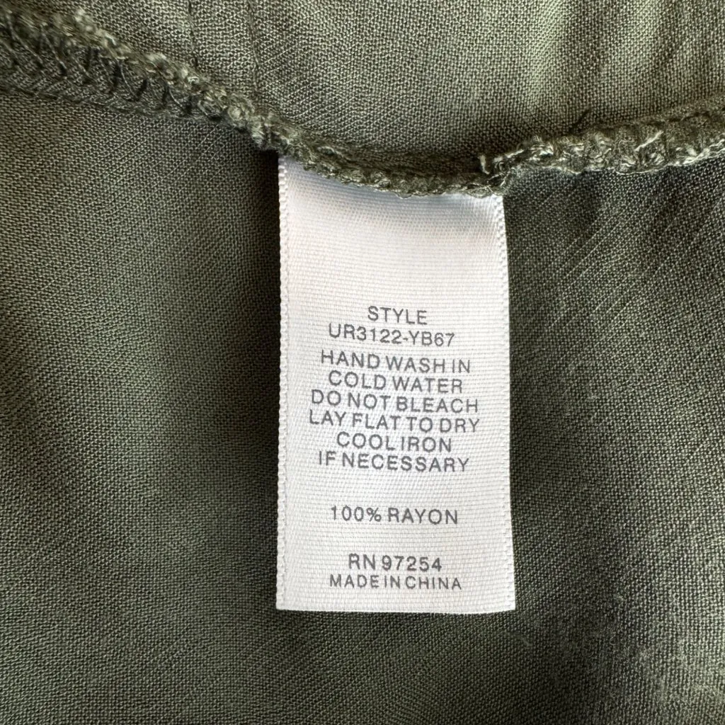 One Clothing Button Front Cargo Drawstring Utility Romper Sz LG Heather Green - Image 8