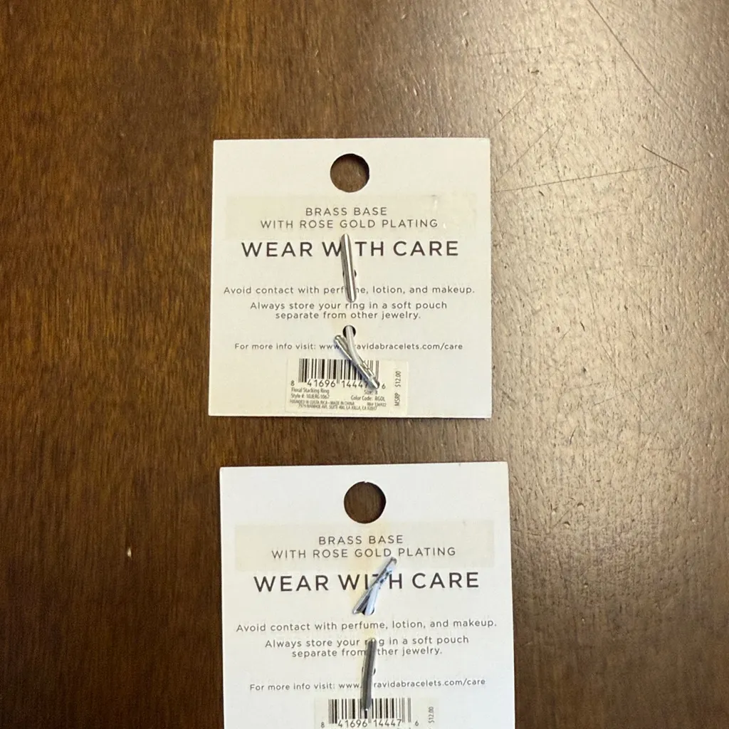 Pura Vida Floral Stacking Rings Set of Two - Brass Base with Rose Gold Plating - Image 4