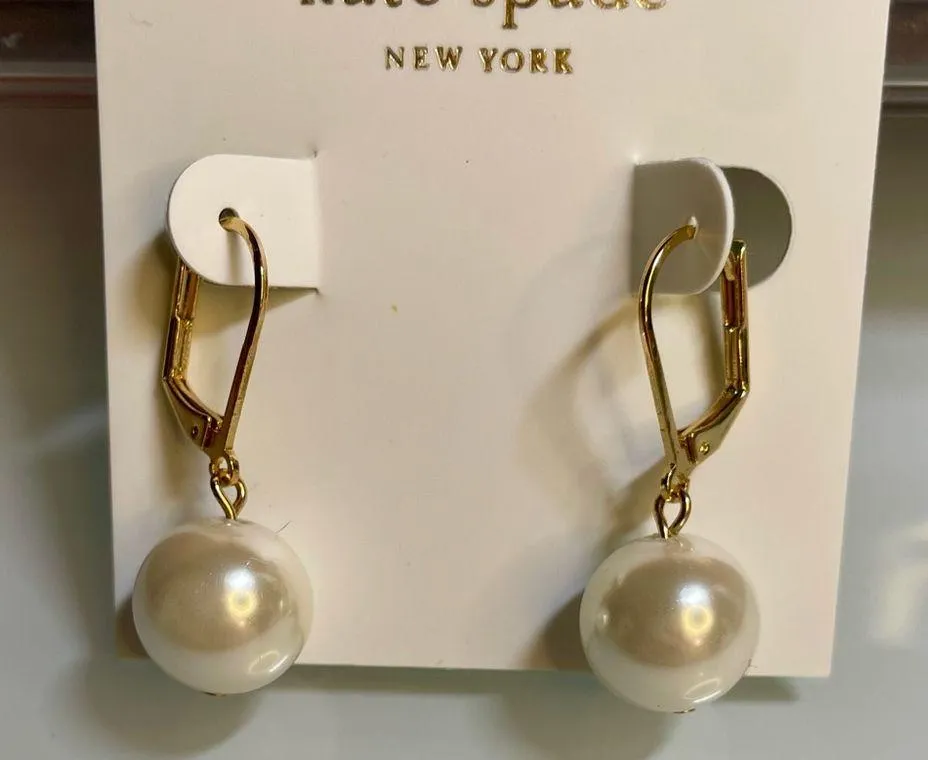 Kate Spade ♠️ Cream Pearl Gold-Plated Drop Earrings  - NWT - Image 6
