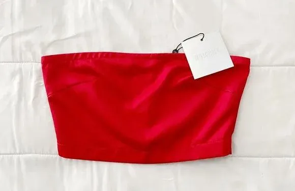 Satin Strapless Bandeau Crop Top NWT - Image 4