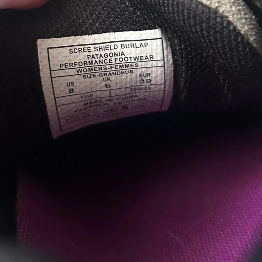 Patagonia Scree Shield Burlap Shoes size 8 - Image 2