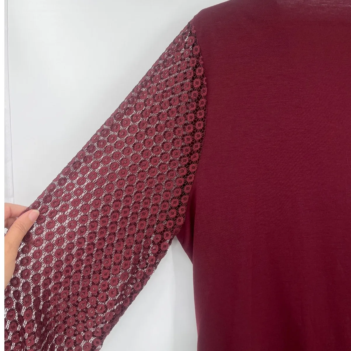 Burgundy Draped Surplice Lace Womens Top Sz 4XL Boho Whimsigoth Fall Draped - Image 8