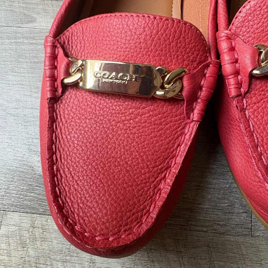 Coach Olive Leather Loafers Watermelon 9.5B - Image 5