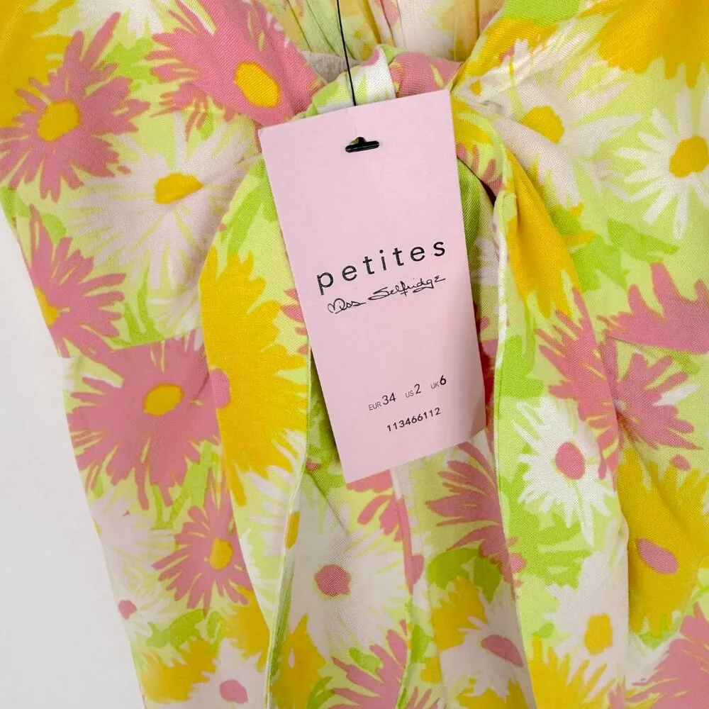 NWT ASOS Miss Selfridge Petite Bunny Tie Midi Slip Dress Bright Sunflower 2P - Image 6