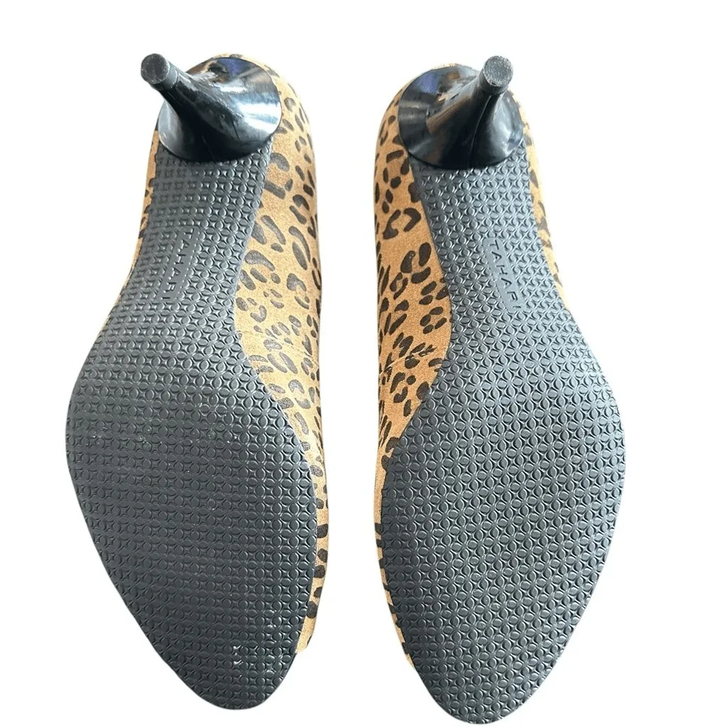 Tahari Peep Toe Heels Pumps Leopard Animal Print Suede High Heel - Image 6