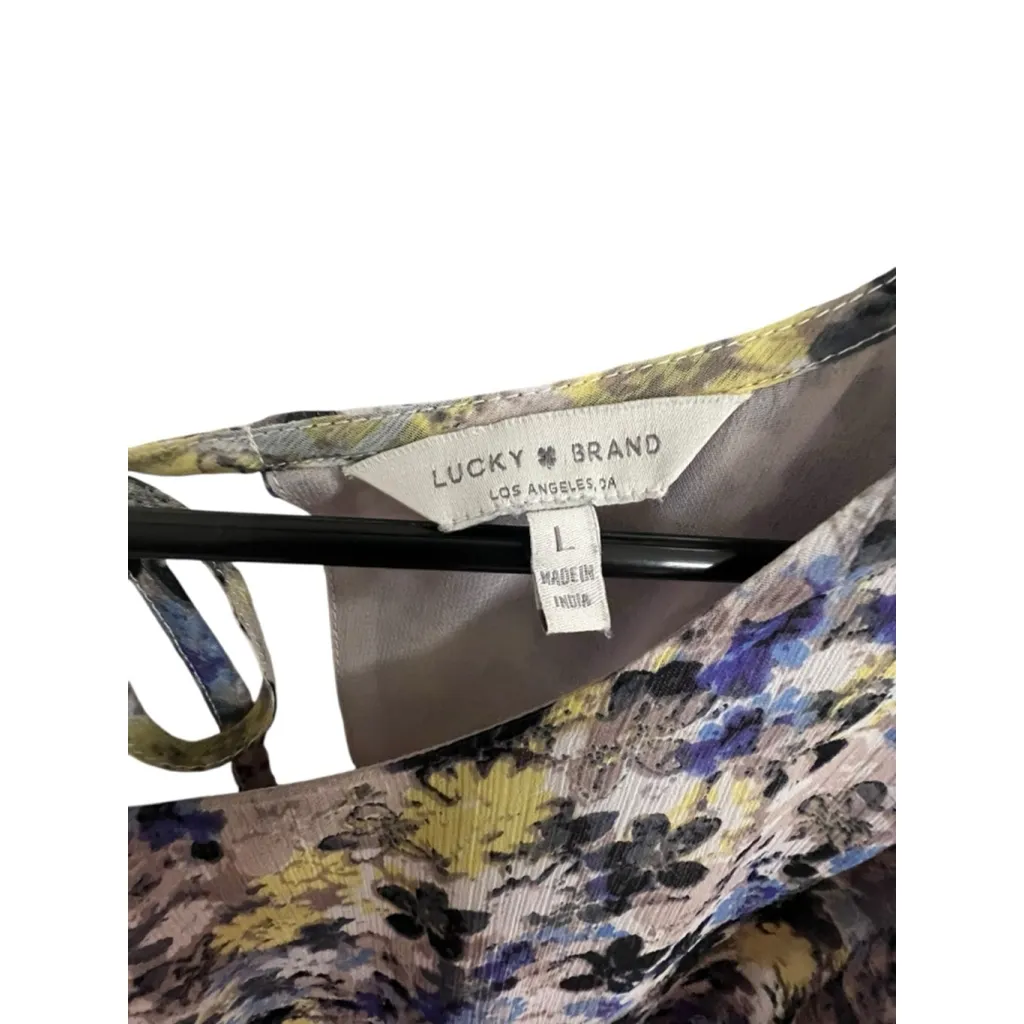 Lucky Brand Floral Print Flutter Sleeve Babydoll Short Sleeve Blouse - Image 2