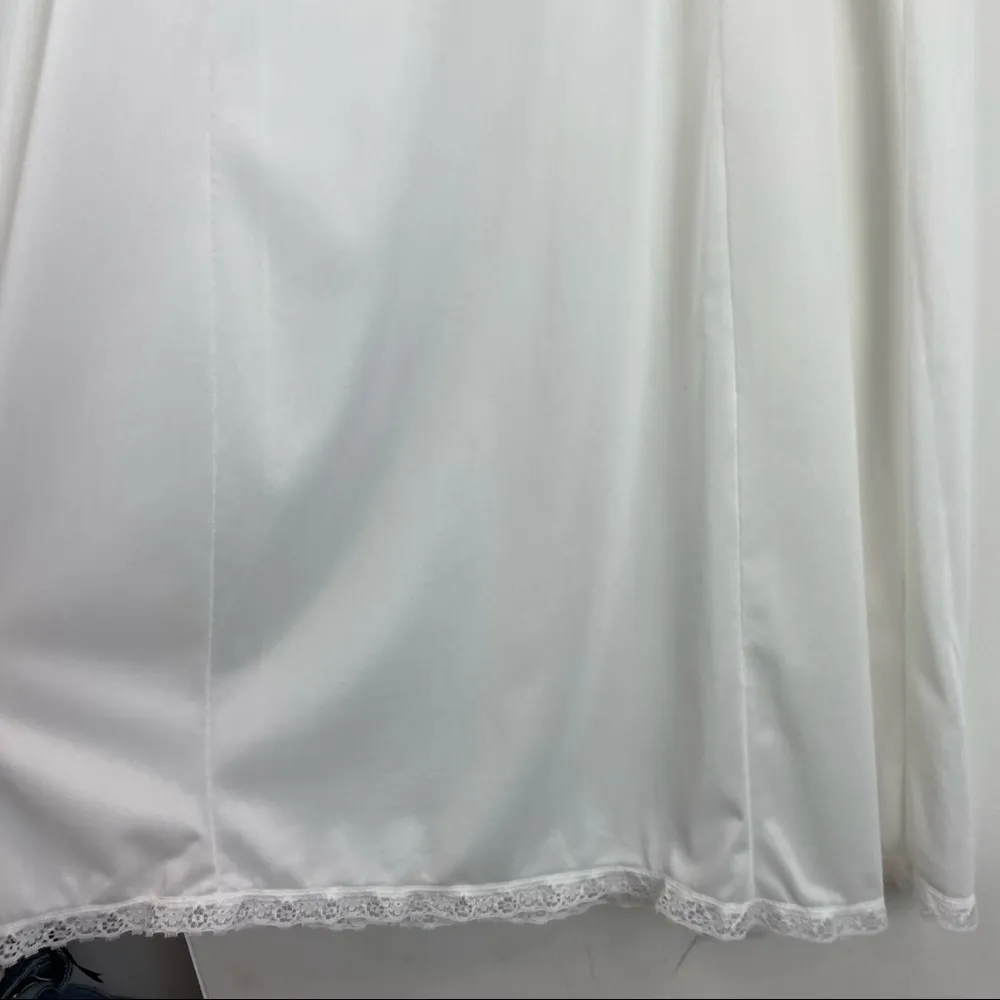 Vintage Union Made Wonder Maid Non Cling Slip Dress White Lace Nylon Sz 32 Small - Image 10