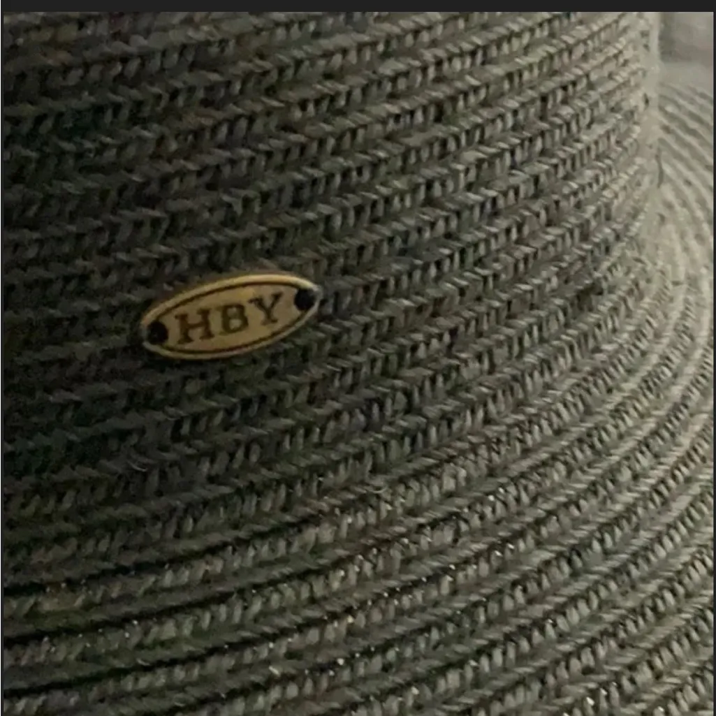 HBY Miami paper straw visor style hat Gorgeous ribbed hat with back bow Black - Image 3