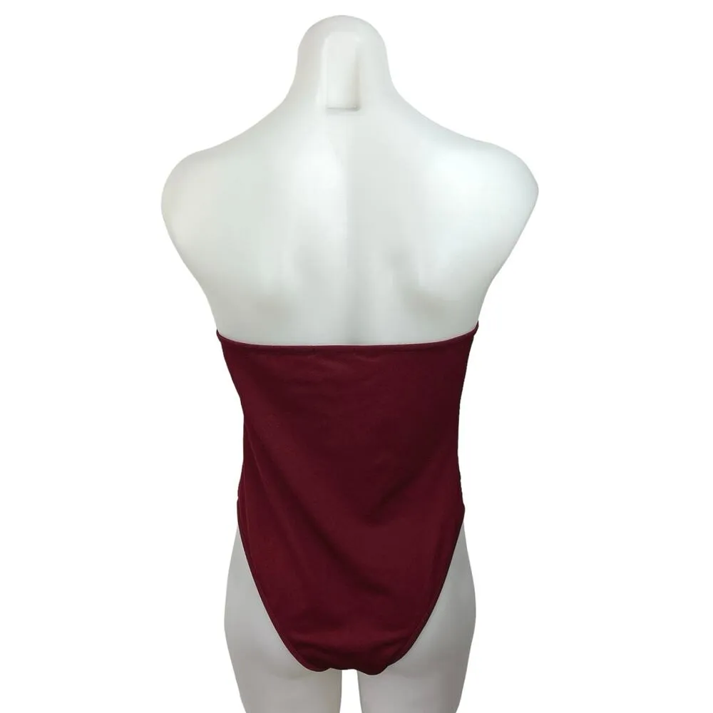 Boohoo Red Surplice Strapless Sleeveless Tube Corset Bustier Bodysuit Top Size 8 - Image 2