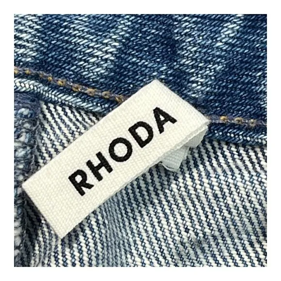 GRLFRND Rhoda Denim Mini Skirt Frayed Hem Distressed Blue Jean Skirt Size 23 NWT - Image 12