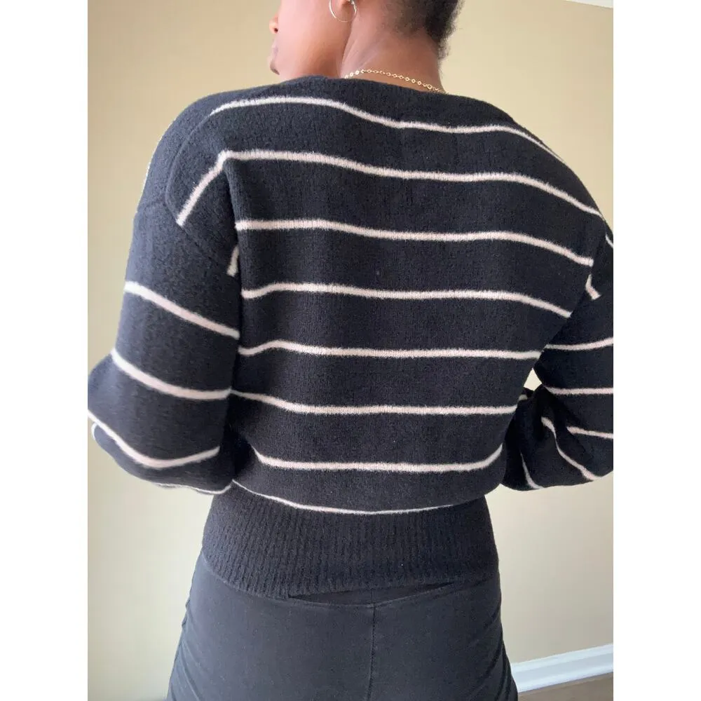 Black and Pink Striped Cardigan Size Small - Image 3