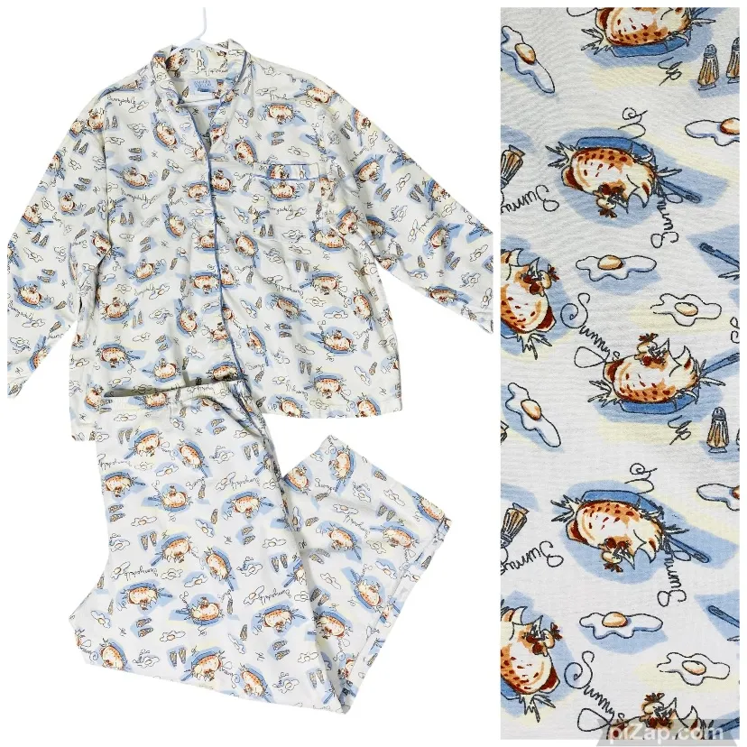 VINTAGE ASHLEY TAYLOR Flannel Pajama Set White Size 2X - Image 2