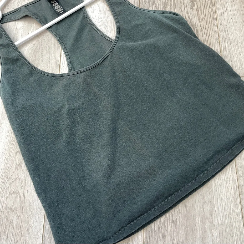 Skims Tank Top cotton scoop neck racerback womens Green (large) basic casual - Image 5