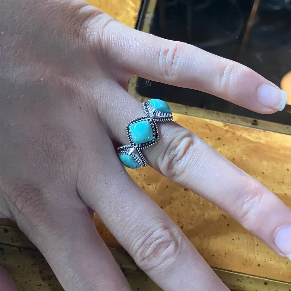 Royston Turquoise Sterling Silver Ring Size 7 Green - Image 4