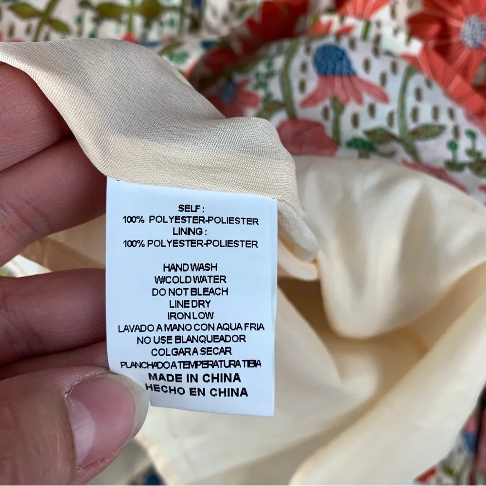 &merci women's large Floral Dress open back Red white cream bridal garden sun - Image 5